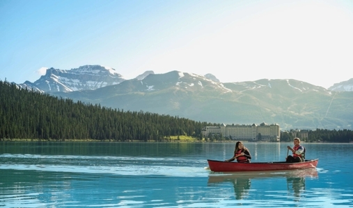 The Fairmont Chateau Lake Louise - Summer Canoe lake - Book on ClassicTravel.com